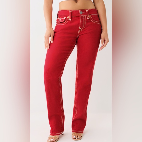 True Religion HALLE MID RISE SUPER SKINNY JEAN in RED LENOX AVE WASH - Picture 2 of 10